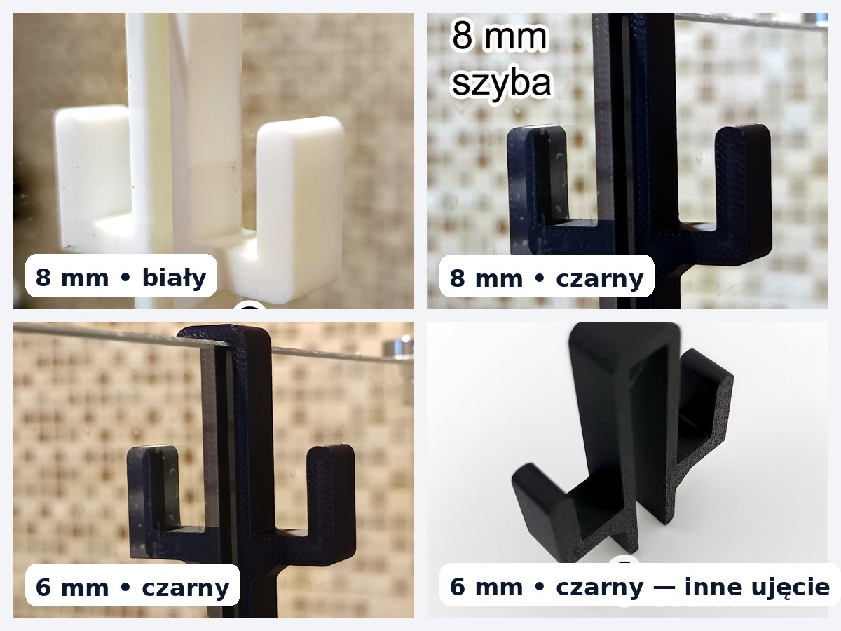Wieszak na ręczniki na szybę do kabiny prysznicowej - 8 mm, dwustronny